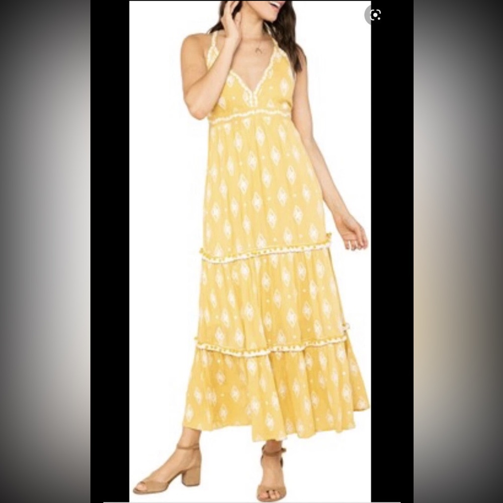 RAGA Yellow Summerland Cross Back Maxi Dress Size XS
